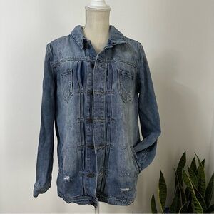 Dear John Distressed Oversized Denim Jean Jacket Women’s Size L